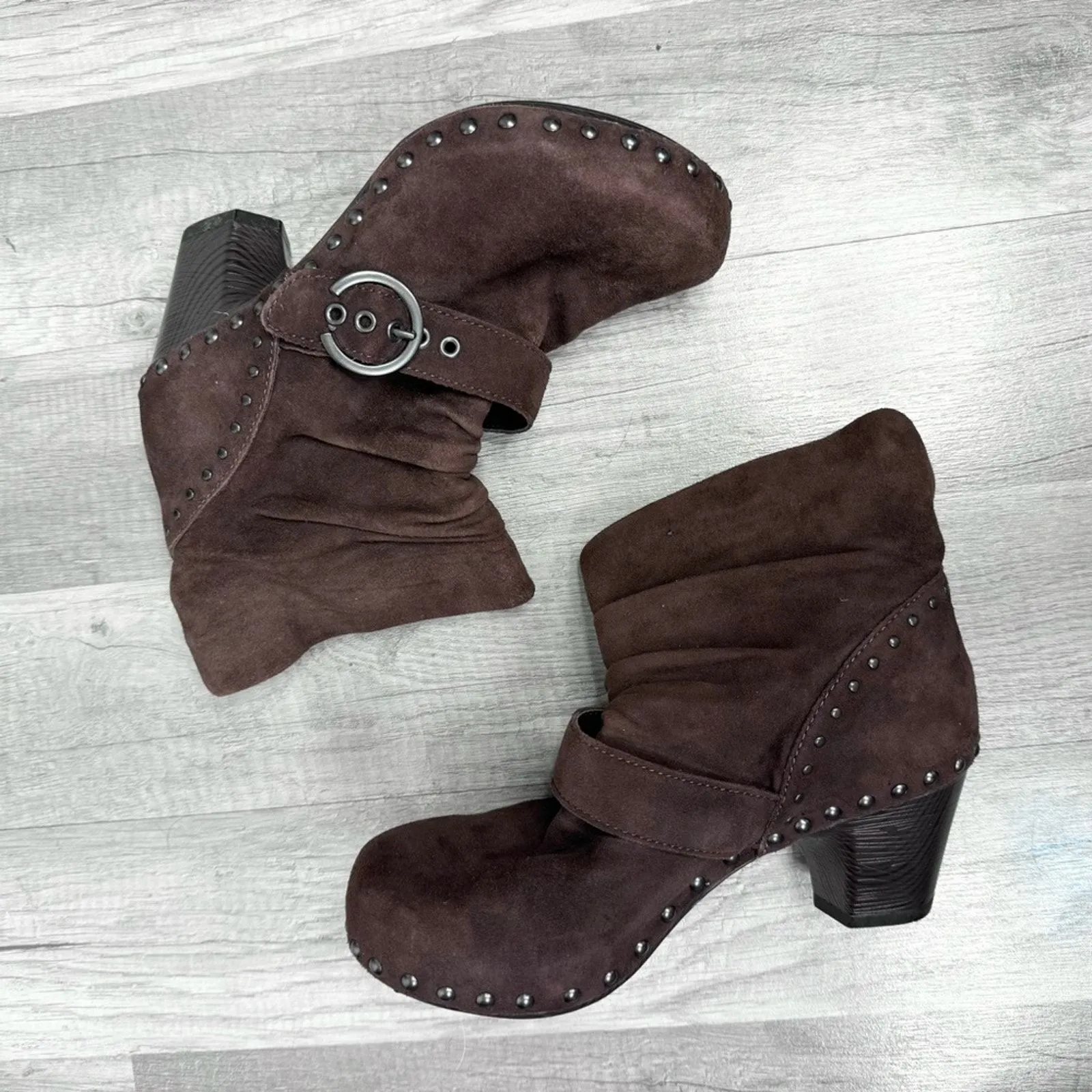 Dansko Nikita Brown Suede Heeled Boots with Studded Mid Ankle Boot 36 (5.5-6) - Image 2