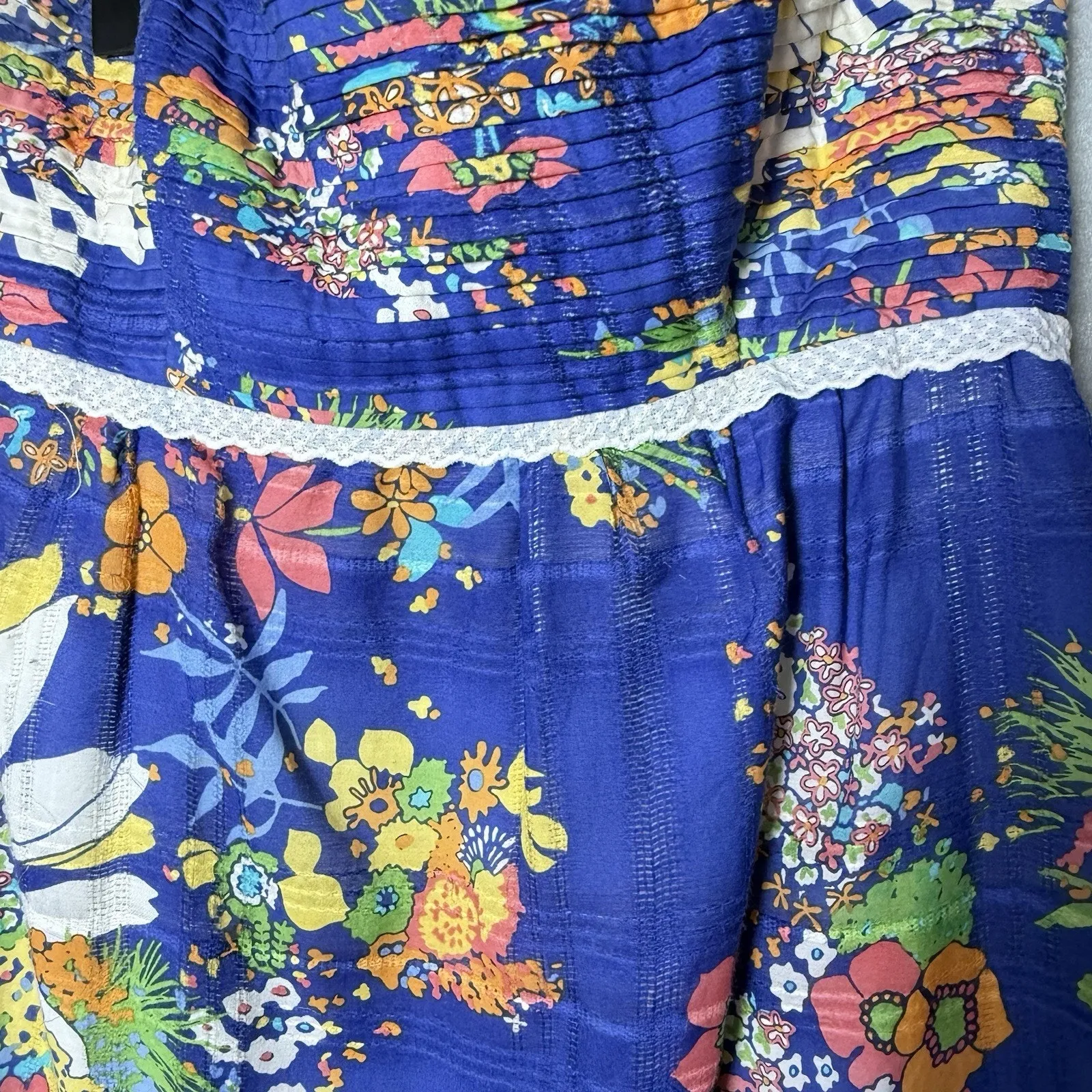 Shoshanna Dress Floral Blue Strapless Lined Cotton Silk Blend Mini Dress Women 2 - Image 3