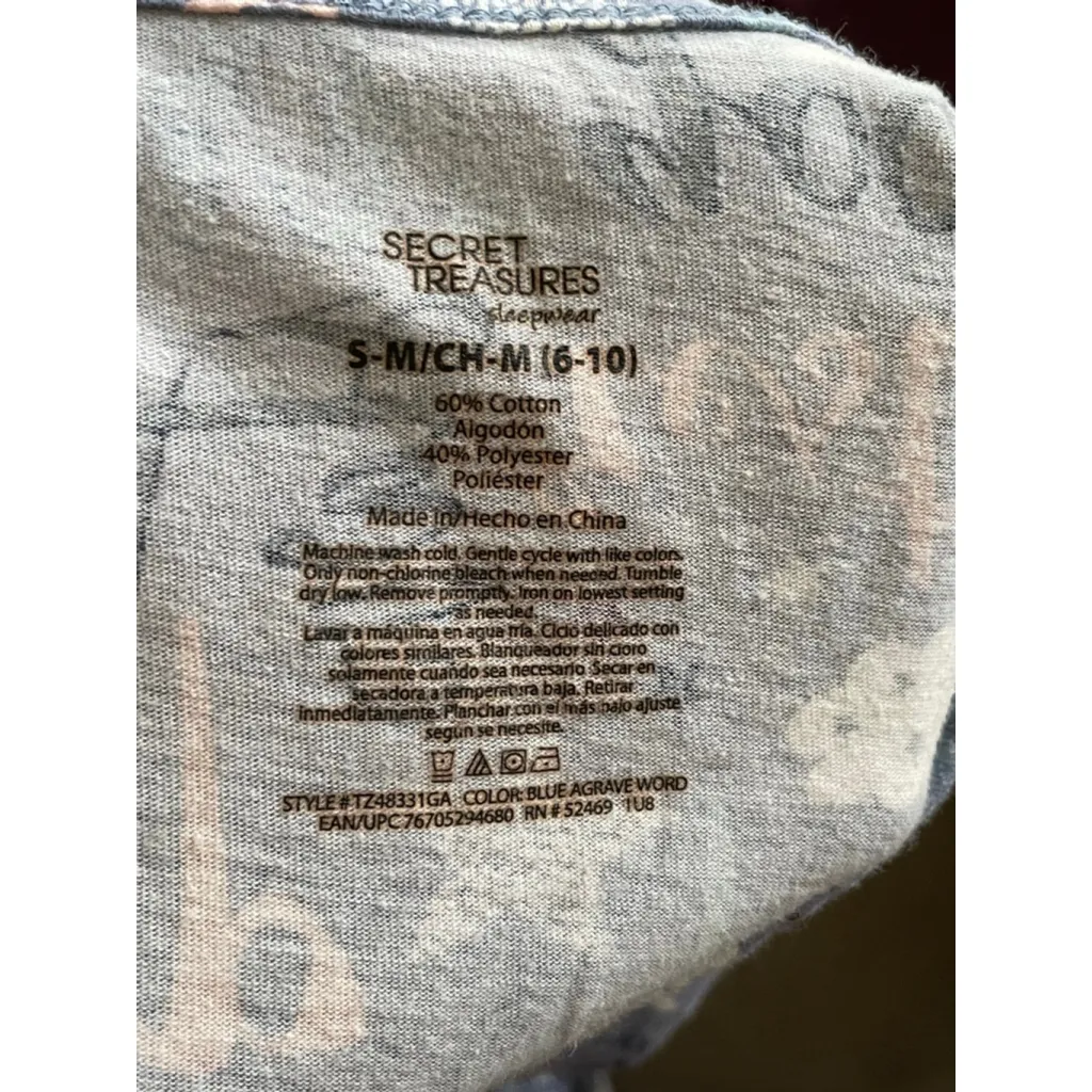 Women's Secret Treasures Blue Pink Sleepwear Pajama Dress S - Image 3