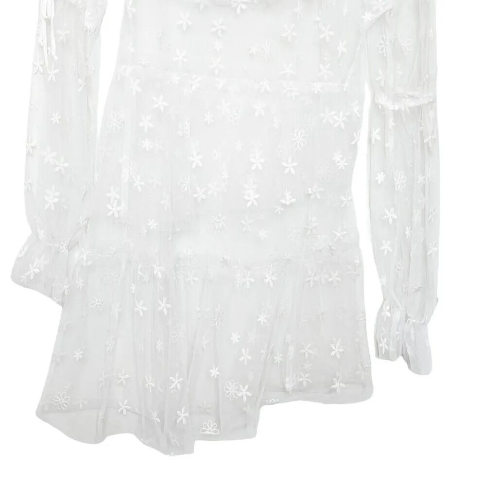 For Love & Lemons Claudia Tulle Dress Sheer Daisy Women’s Size Small Off Shoulde White - Image 10