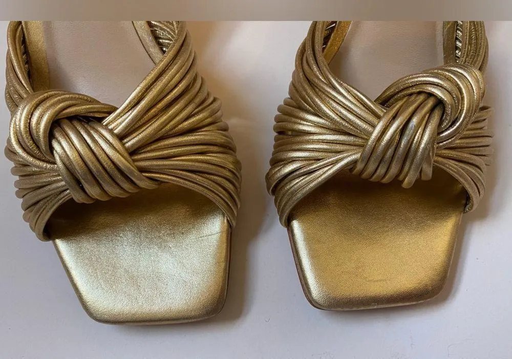 Leather Gold Knot Slip On Heels - Image 7