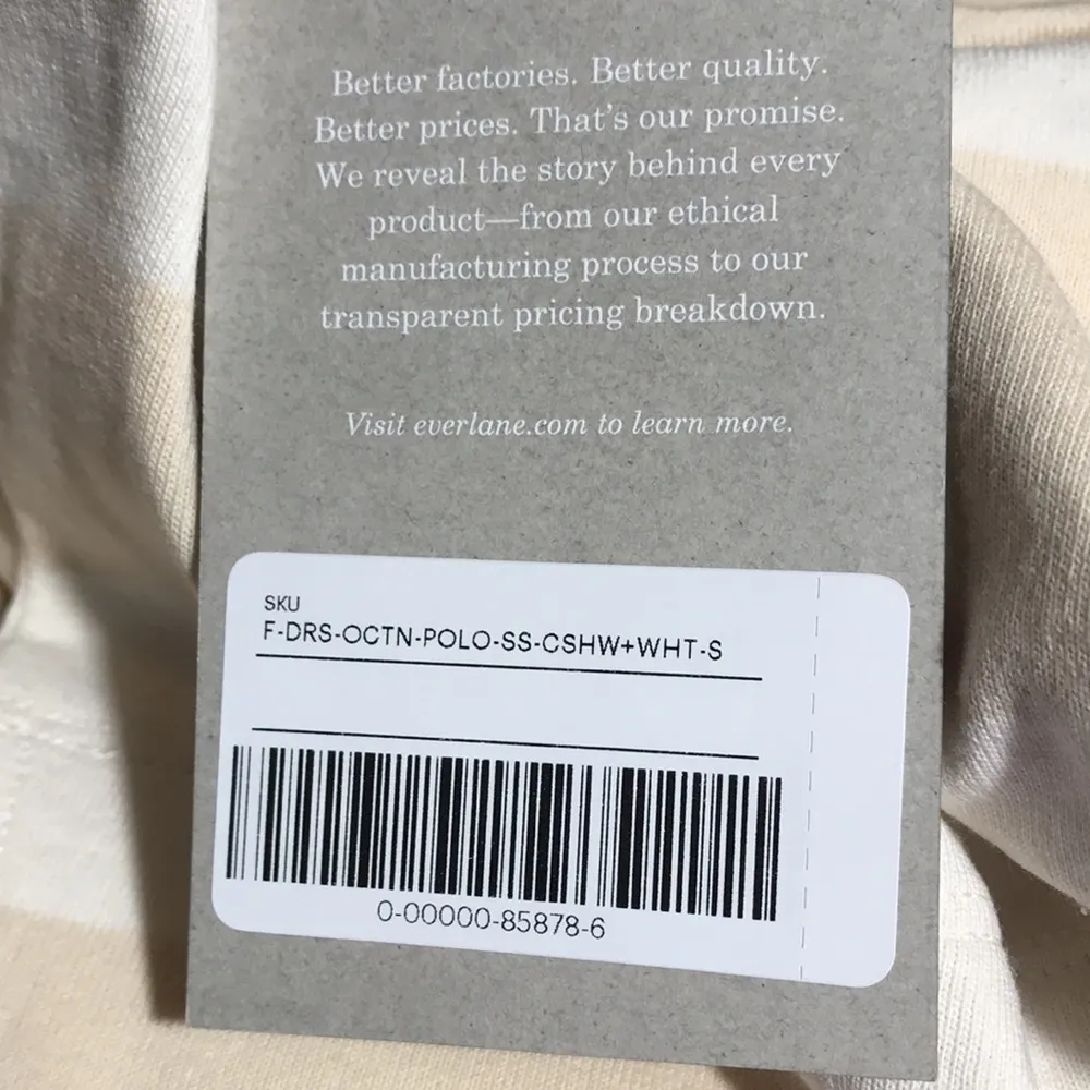 Everlane Organic Cotton Polo Dress Cashew/White Stripe Short Sleeve S NWT - Image 5