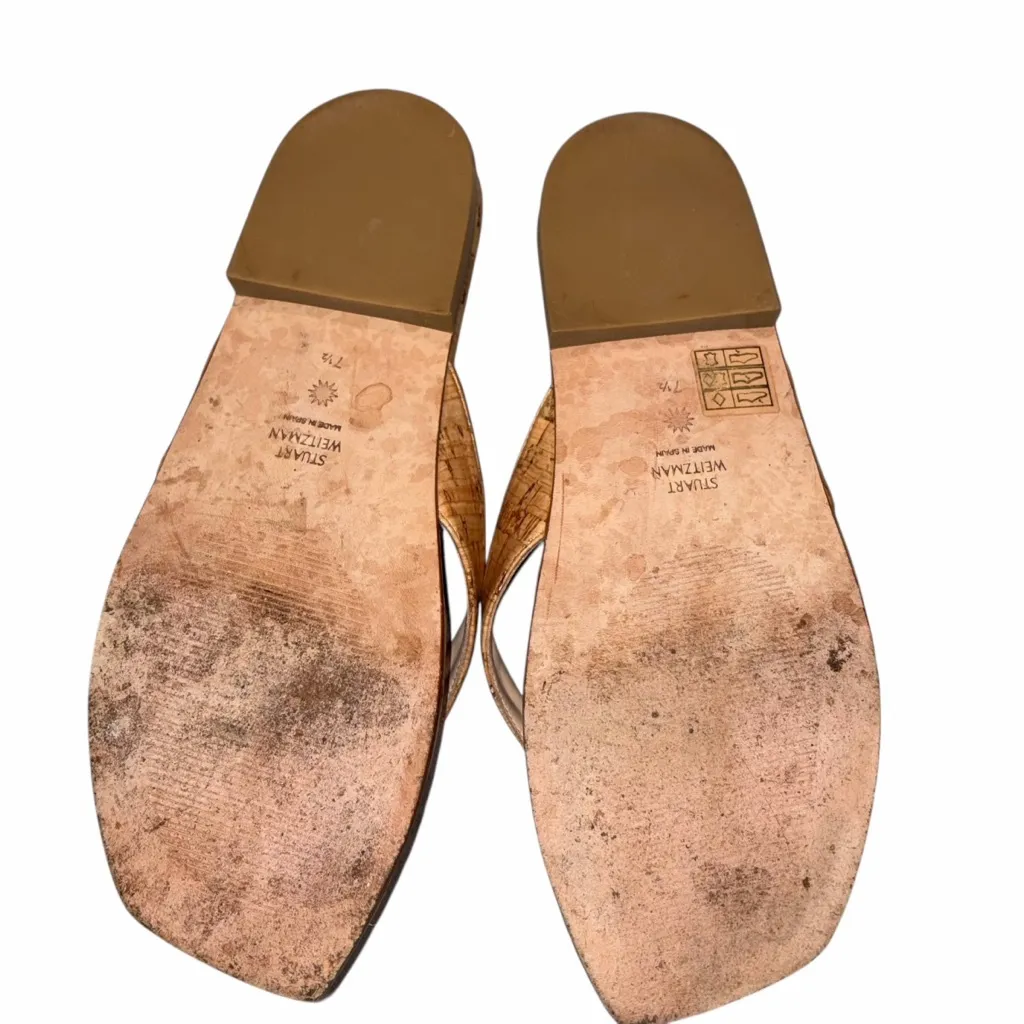 Stuart Weitzman Patent Leather Cork Aldona Thong Sandals Shoes size 7.5 - Image 8