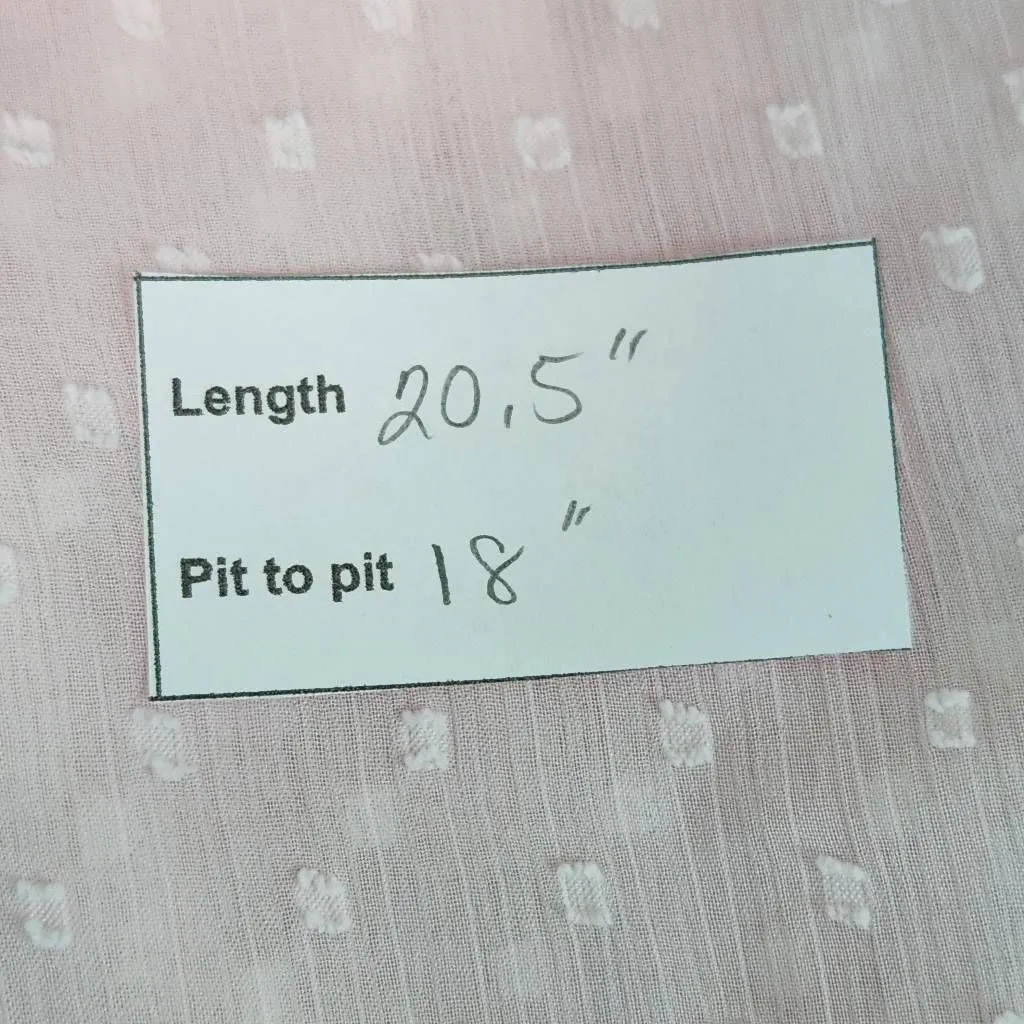 Rio Pastel Pink Sheer Cottagecore Blouse Size Medium Swiss Dot Coquette Pink Top - Image 9