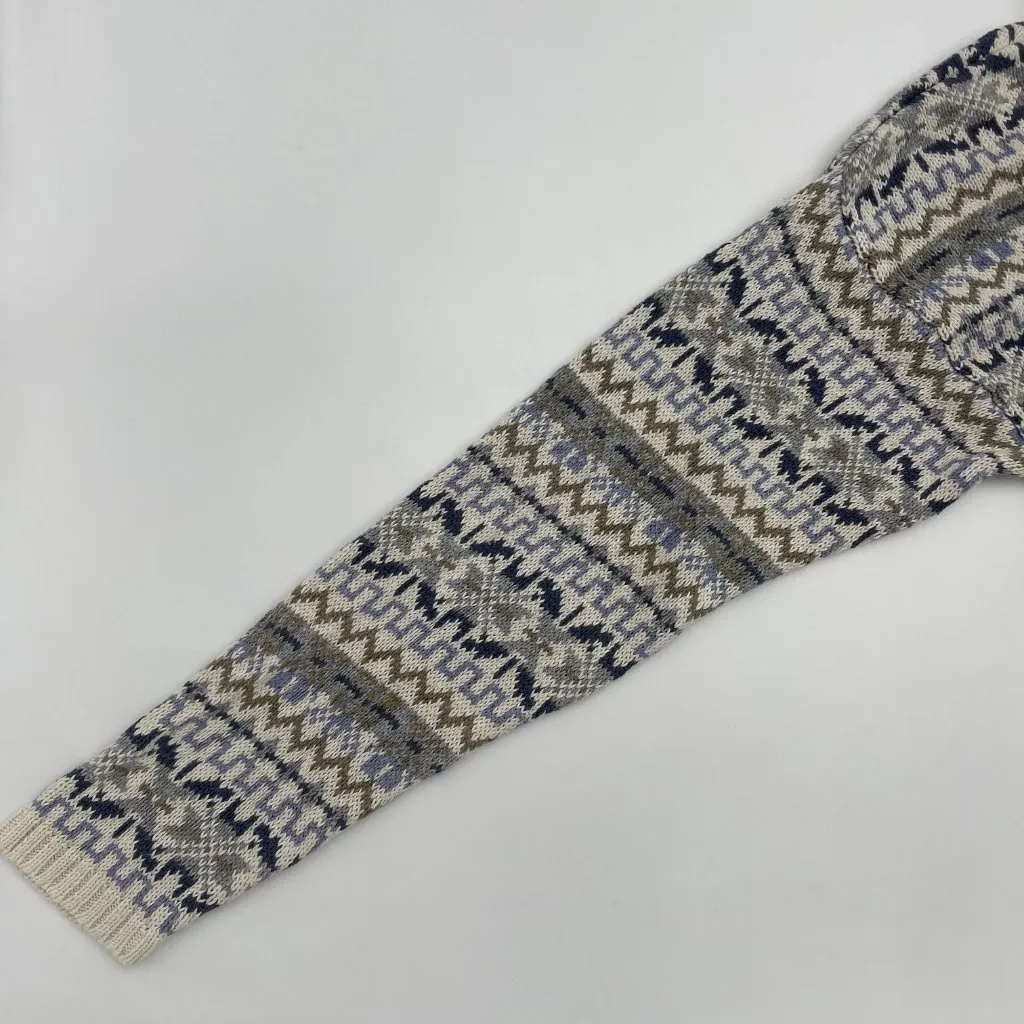 Vintage 90s Sweater Striped‎ Ramie Cotton Women Sz Medium Blue White Cozy V - Image 10