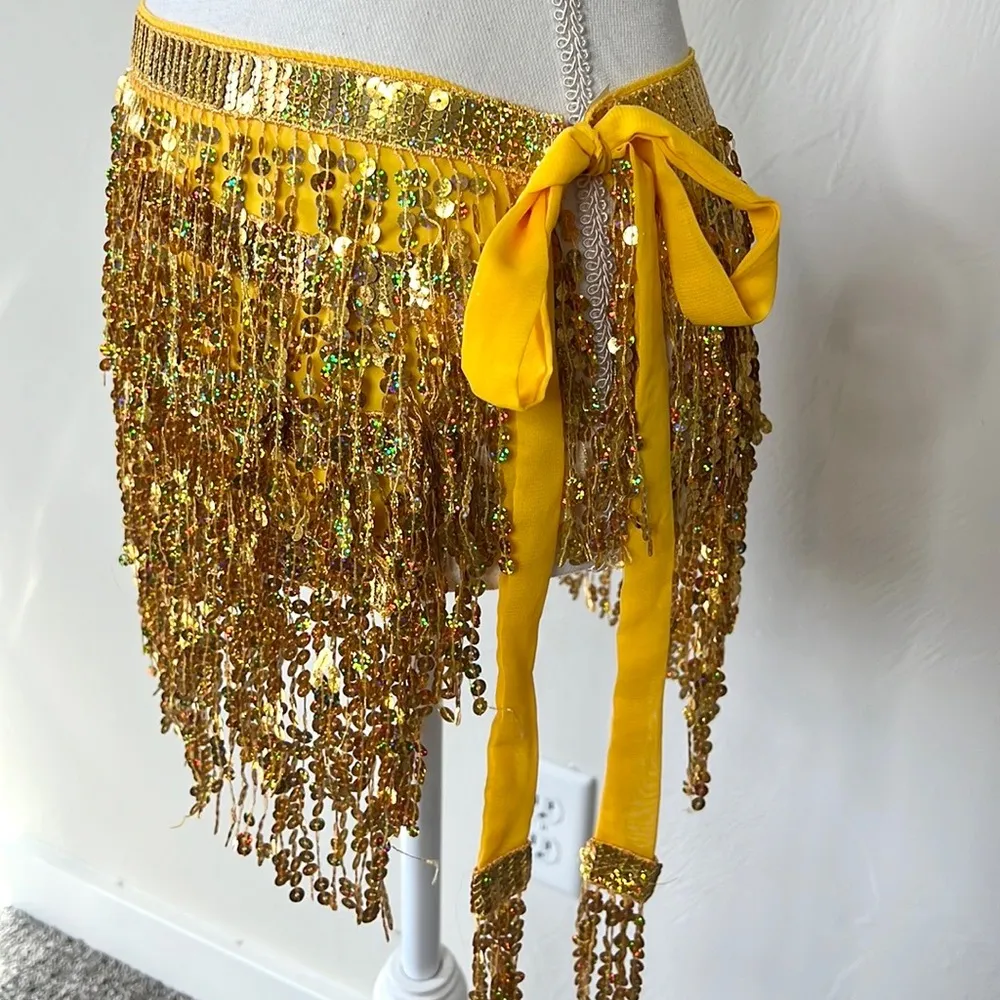 Sequin Fringe Costume Skirt Gold Size undefined - Image 5