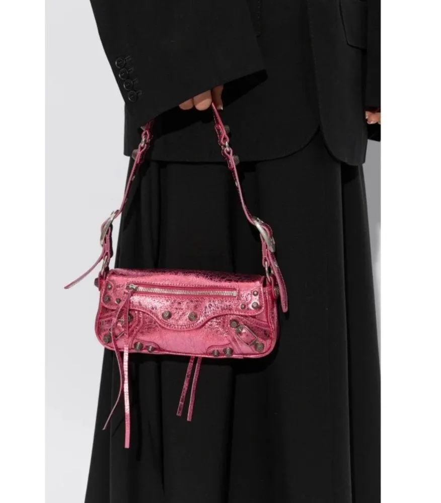 Balenciaga XSmall Le Cagole Metallic Leather Shoulder Bag Pink NEW - Image 2