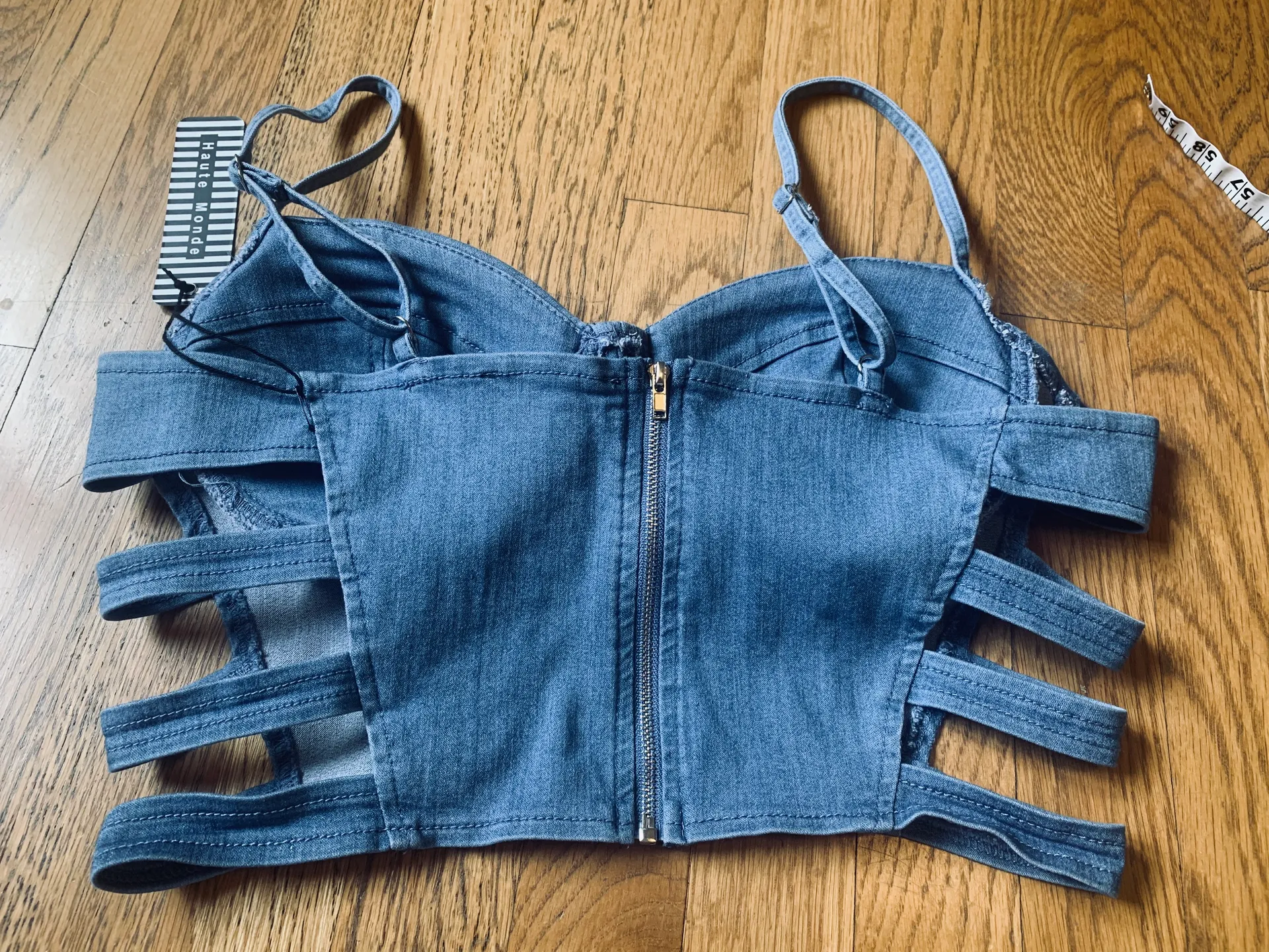 Haute Monde Boutique Cut Out Denim Bustier Size M - Image 6