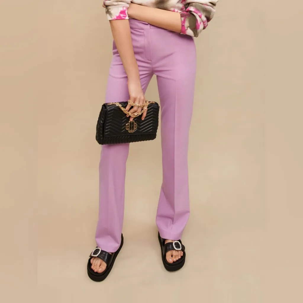 Maje Women’s Virgin Wool Blend Suit Trousers Pastel Mauve NWT Size 38 (US M) - Image 5