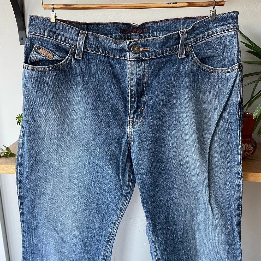 Eddie Bauer Medium Blue Mid Rise Straight Leg Bootcut Jean Size 12R - Image 9