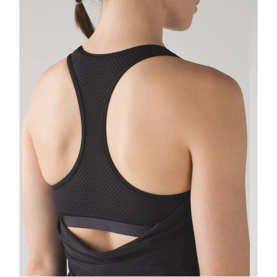 Lululemon Fit Physique Tank black White Women’s 4 Yoga Workout Gym Mesh Layered - Image 2