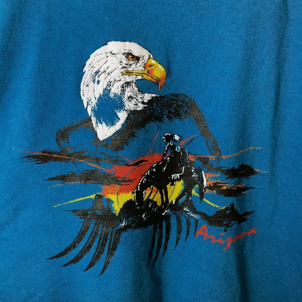 Arizona Bald Eagle Blue Graphic Tee XL Southwest USA Made Vintage T Shirt Unisex - Image 6