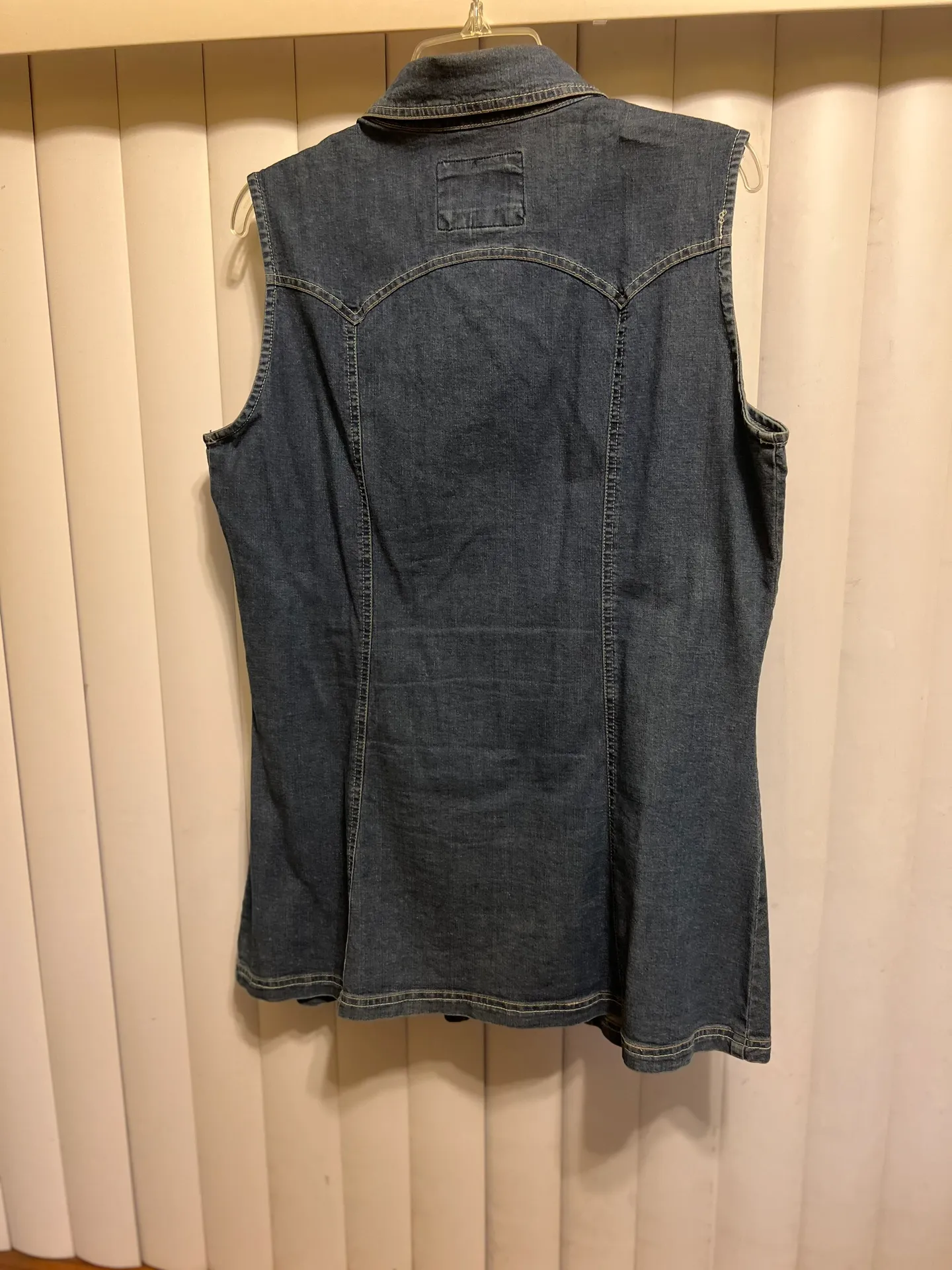 LAL Women's Denim Dress Long Shirt Size Large Sleeveless Cotton 30" Length - Image 7
