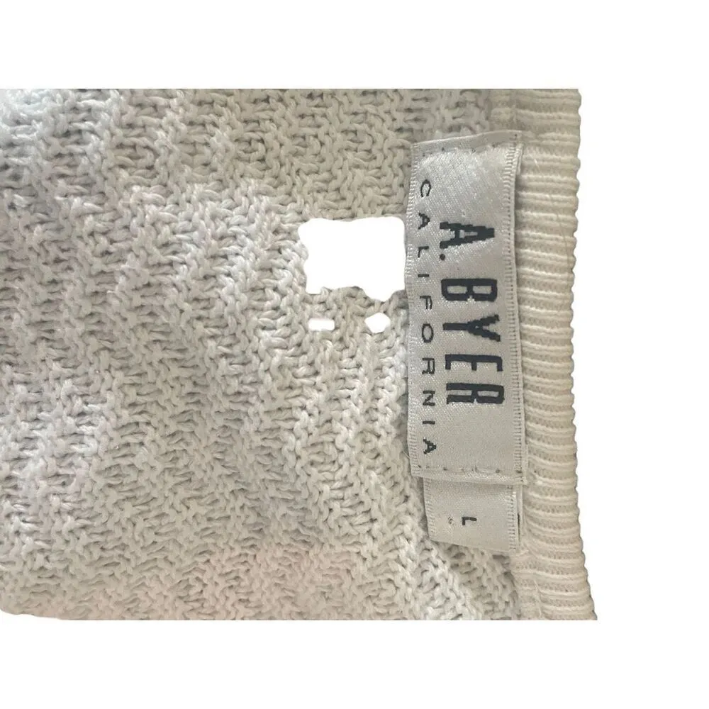 A. Byer White Knitted Long Sleeve Button Up Cropped Cardigan Size L - Image 4