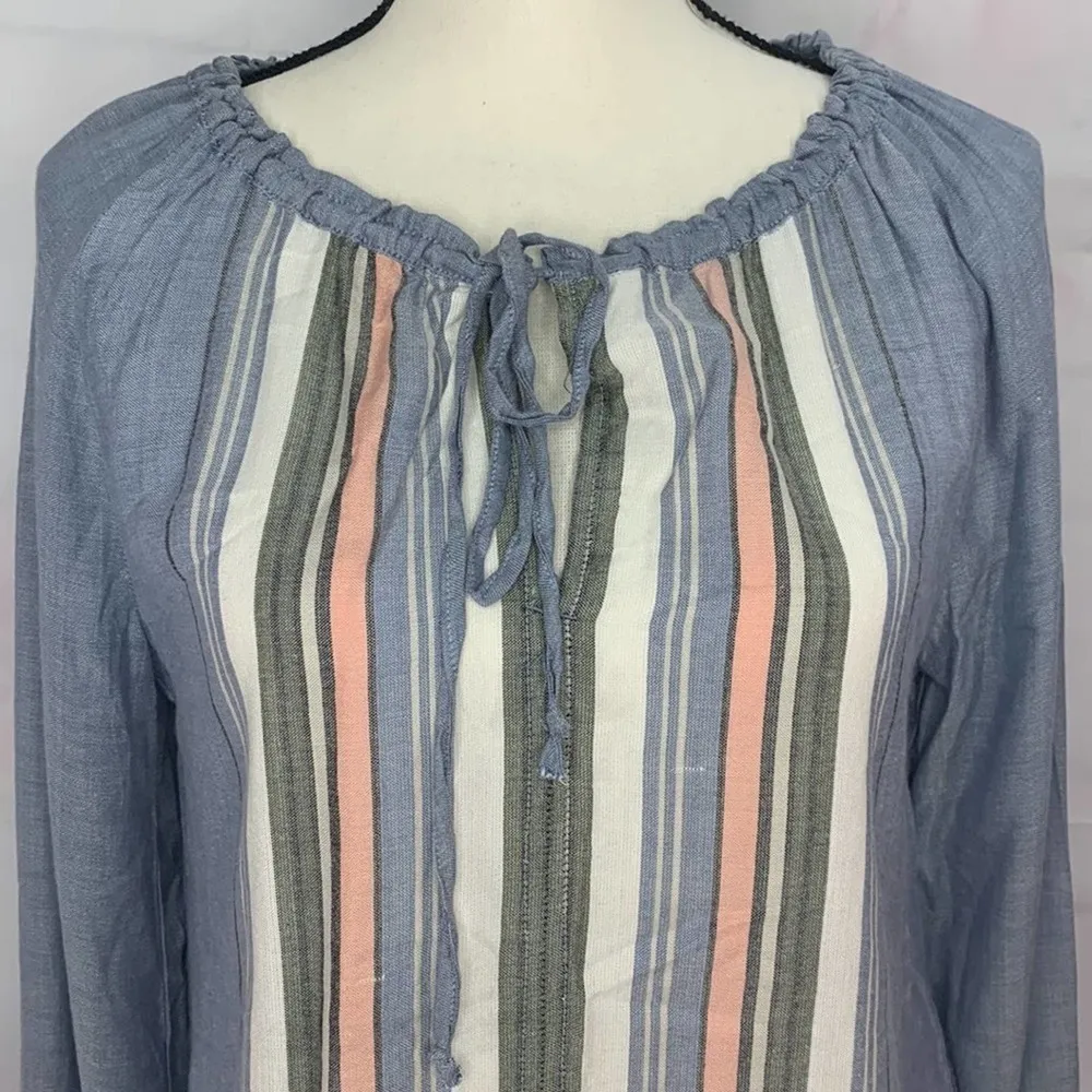 Dylan‎ Chambray Striped Peasant Blouse (NWT) - Image 2