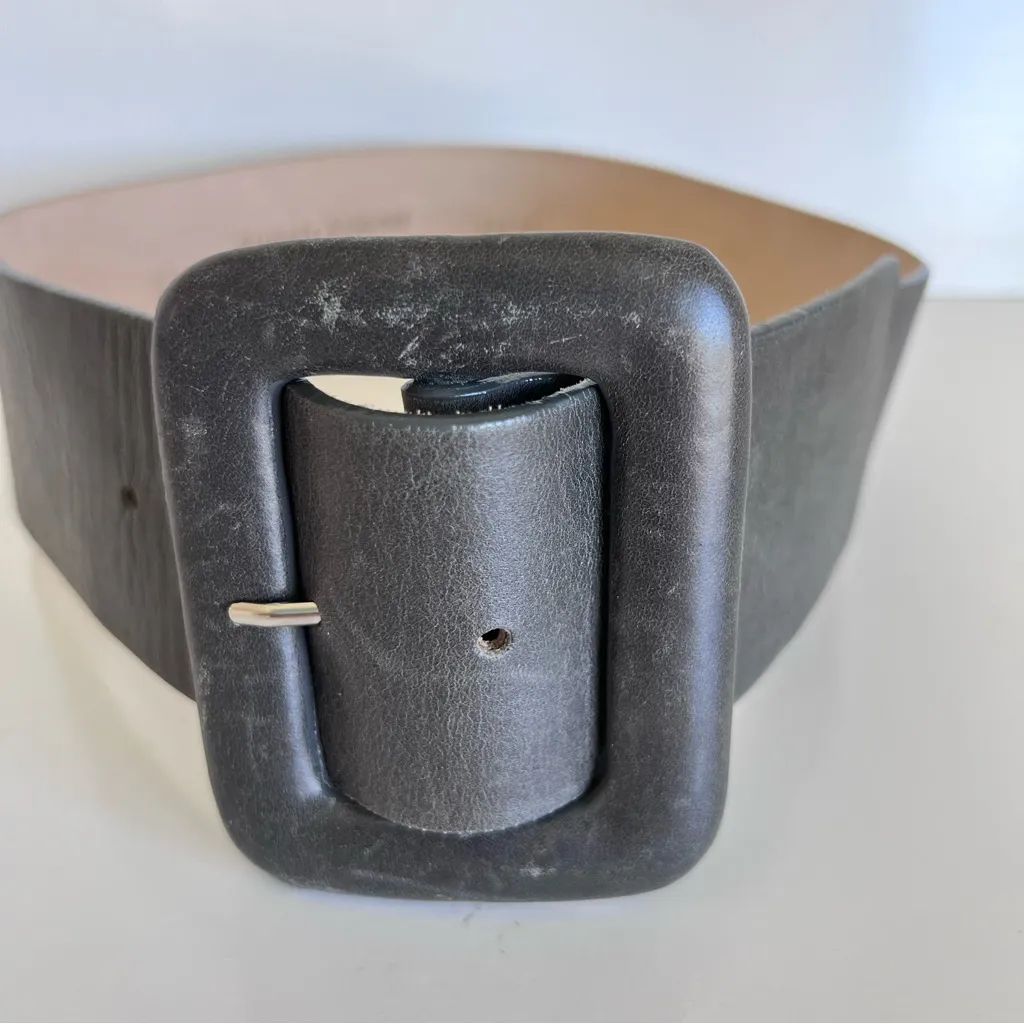 Streets Ahead Wide Waist Gray Leather Belt Size XS - Image 2