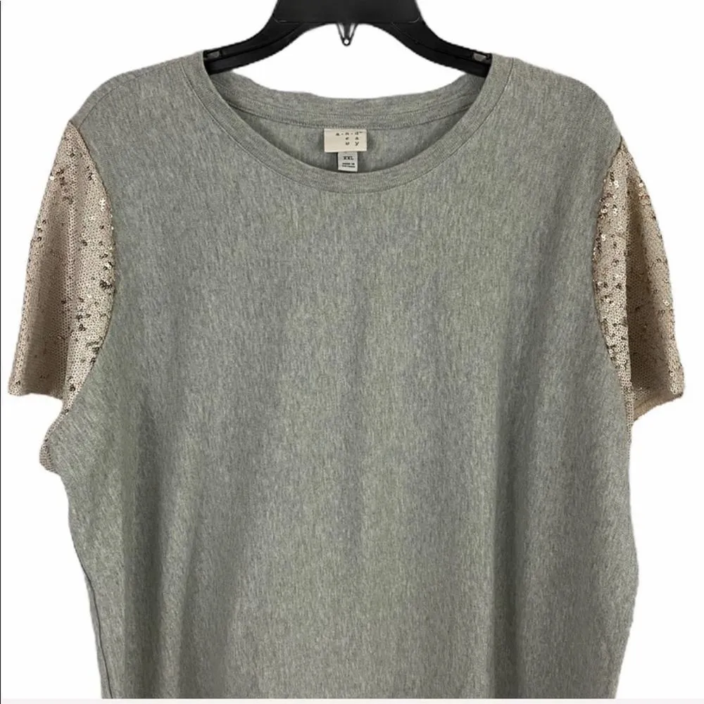 A New Day  gray & sequins sleeves sweatshirt XXL - Image 6