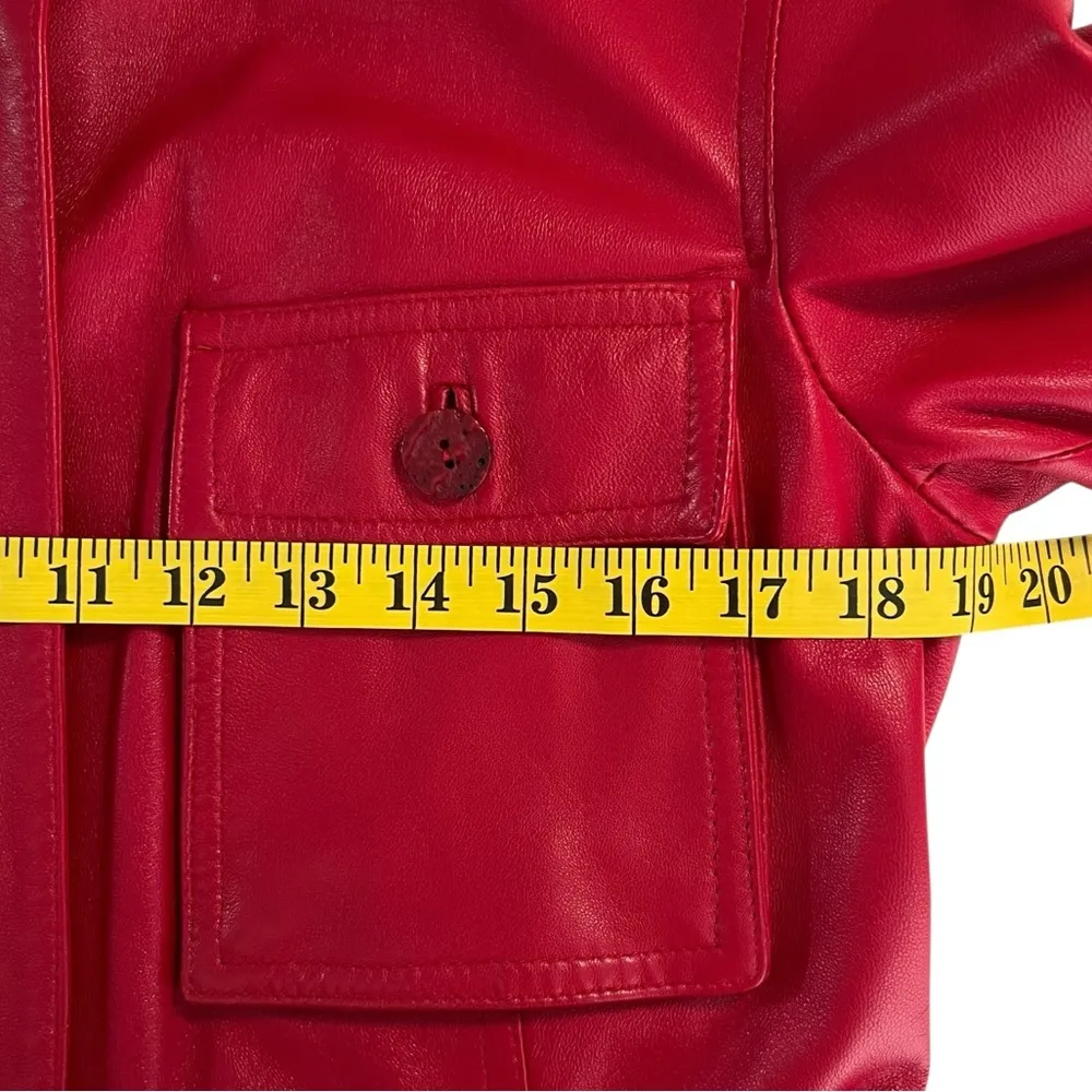 Parri's Italian Red Leather Jacket Size M Emily In Paris Emily Cooper Inspired Size M - Image 6