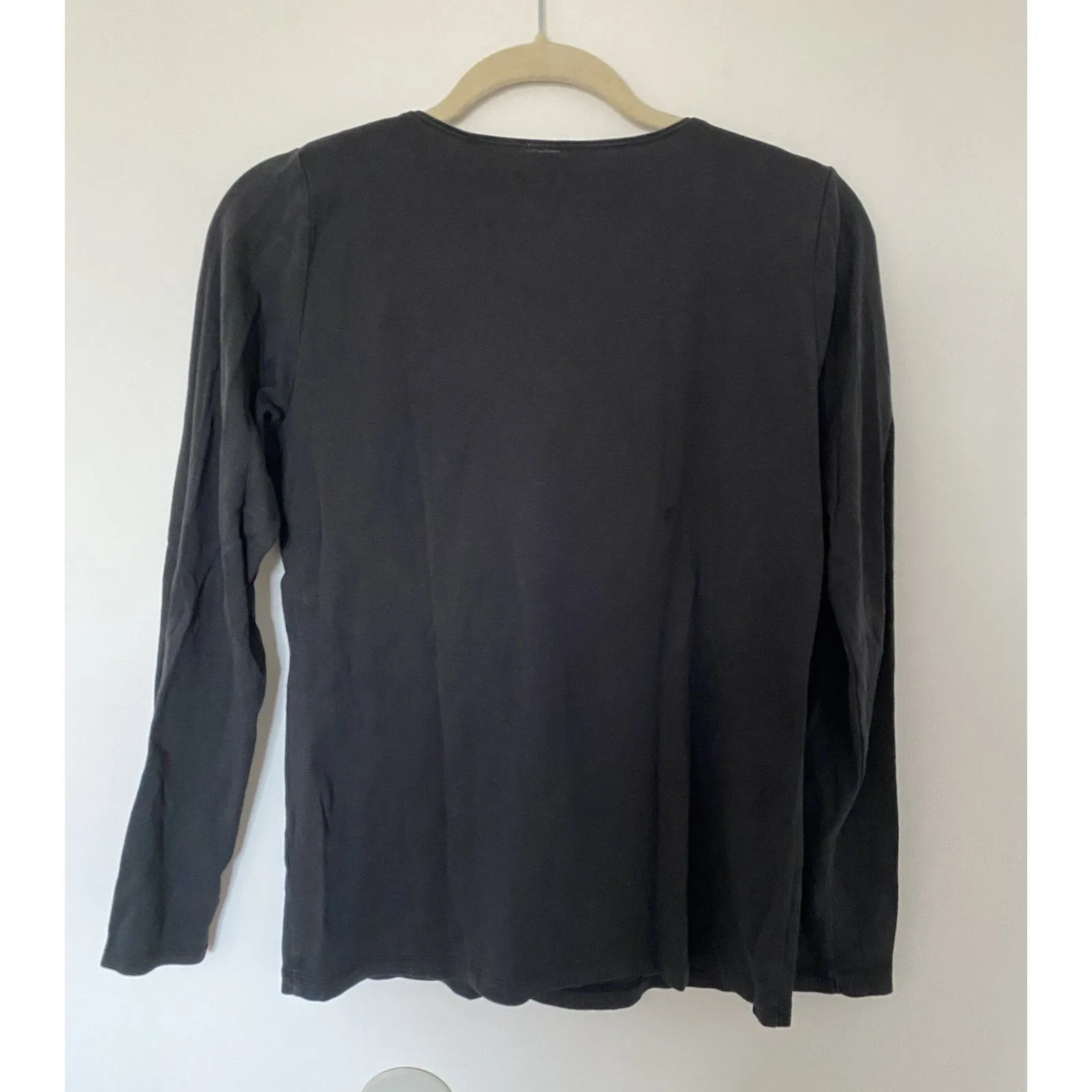 J Jill Set Black and Cream Perfect Pima Long Sleeve Crewneck Cotton Shirts M/PM Size undefined - Image 3