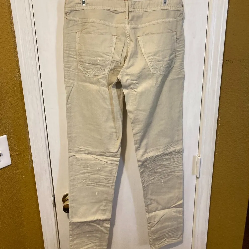 Coast Weber & Ahaus women's size 29 splatter paint aged look distressed trouser Tan - Image 6