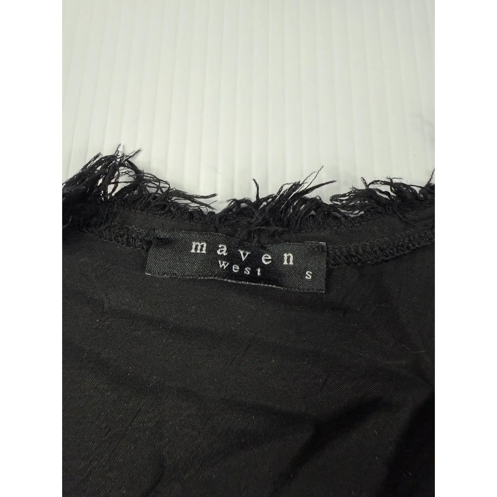 Maven West Fringe Tank Top Sleeveless V-Neck Casual Black Size‎ S - Image 2