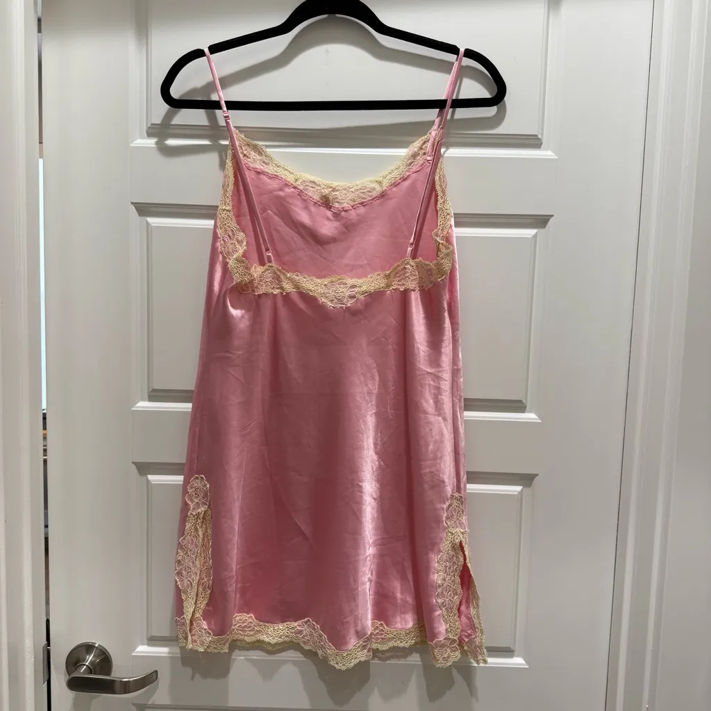 Victoria’s Secret Vintage Light Pink Pale Yellow Lace Slip Dress Medium - Image 7