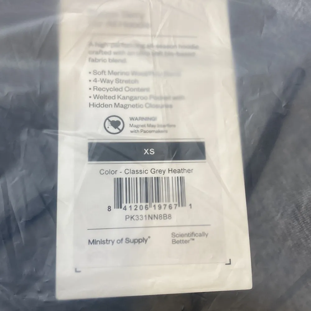 Ministry of Supply Fusion Terry Hoodie for All XS NWT Gray - Image 3