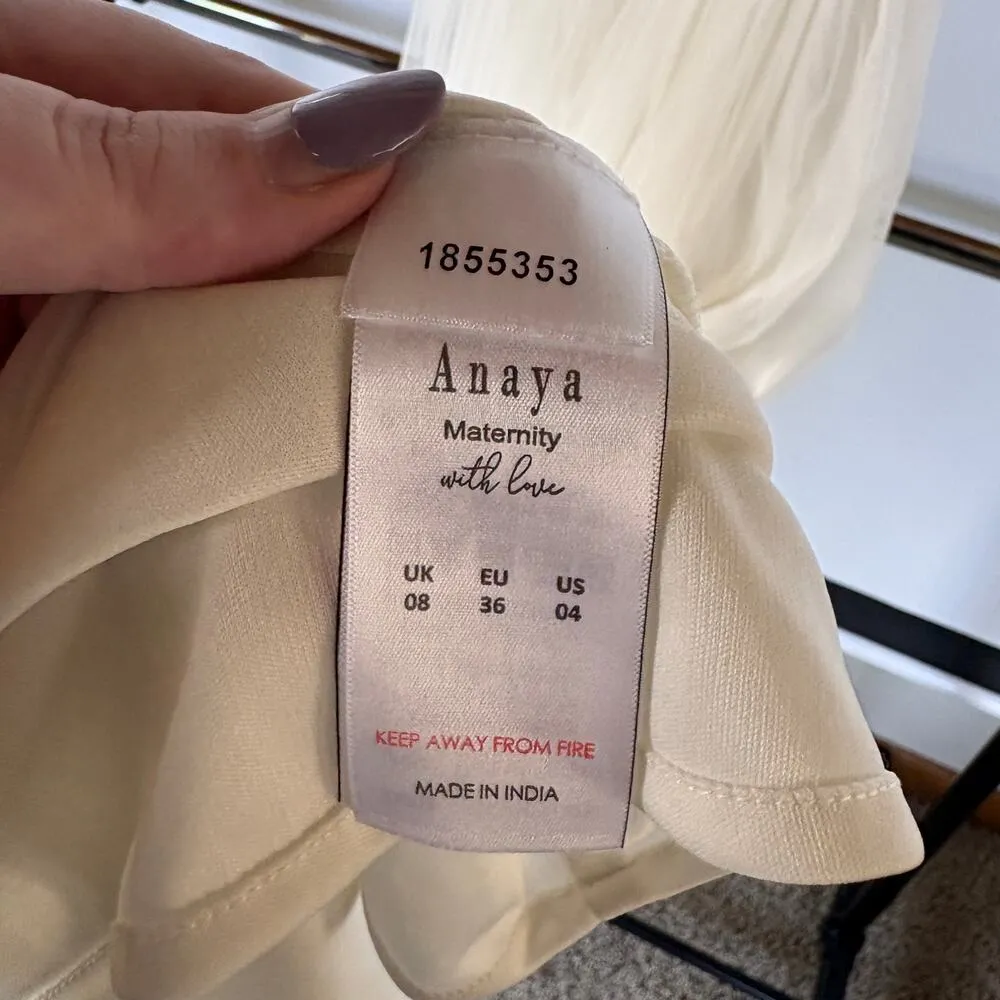 NWT Anaya Maternity Cream Babydoll Tulle Gauzy Summer Ethereal Maxi Dress Size 4 - Image 10