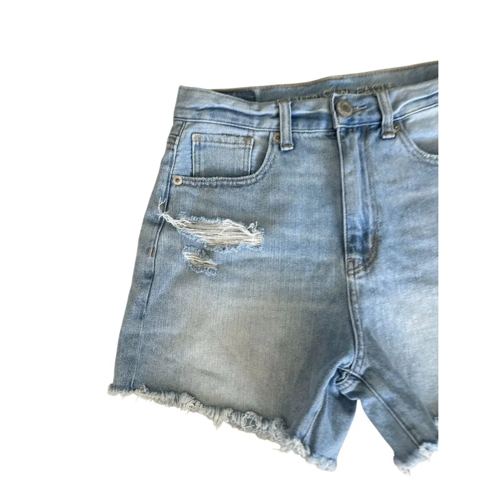 AMERICAN EAGLE Light Wash Distressed Denim Shorts Size 2 Blue - Image 2