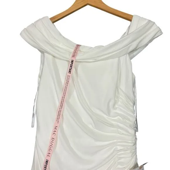 IEENA FOR MAC DUGGAL‎ NWT White Foldover Off-the-Shoulder Slit Gown 6 - Image 5