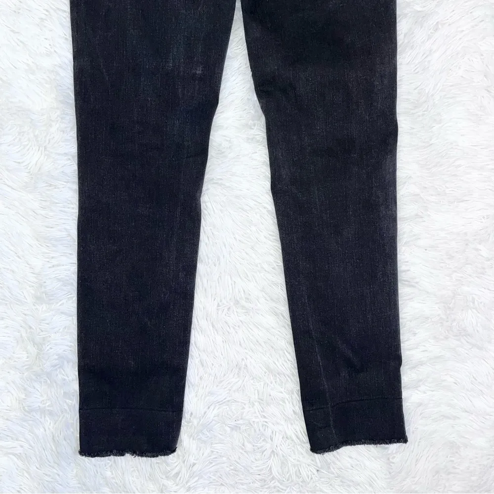 Mid Rise Black Denim Distressed Ripped Slim Fit Jeans 5/27 - Image 7