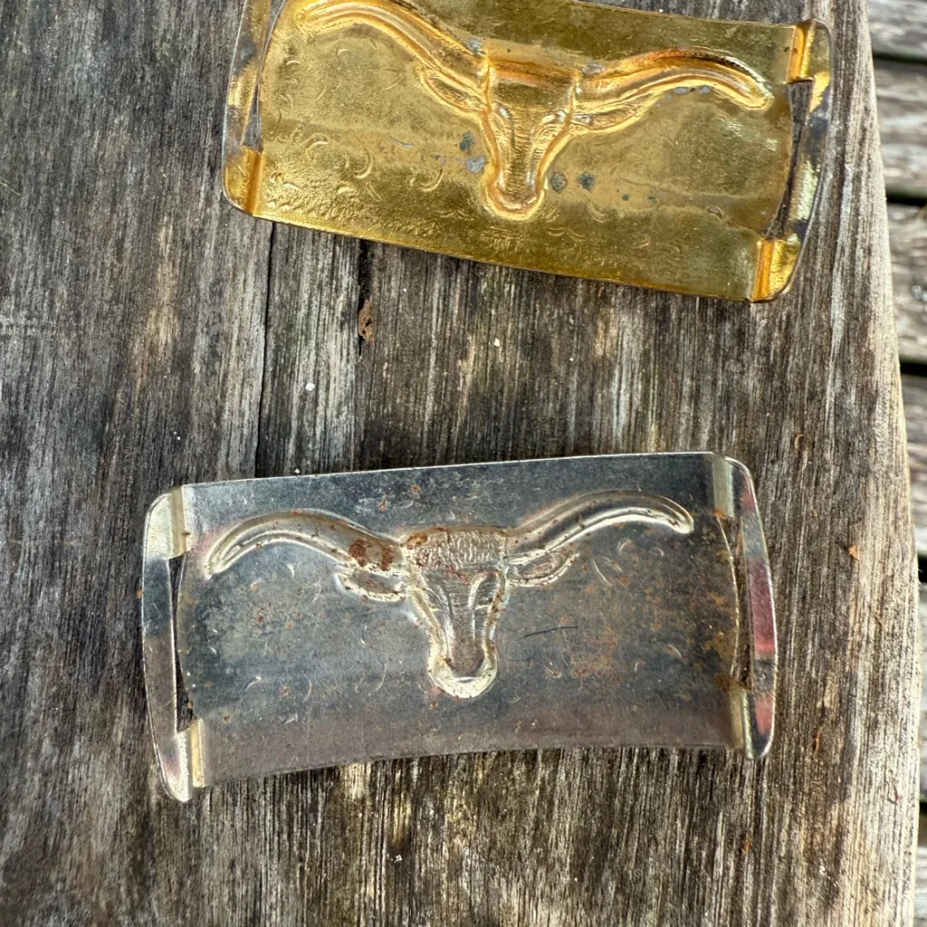 7‎ WESTERN COWBOY COWGIRL GOLD SILVER LONGHORN BULL CONCHOS NAVAJO 4 SKINNY BELT - Image 3