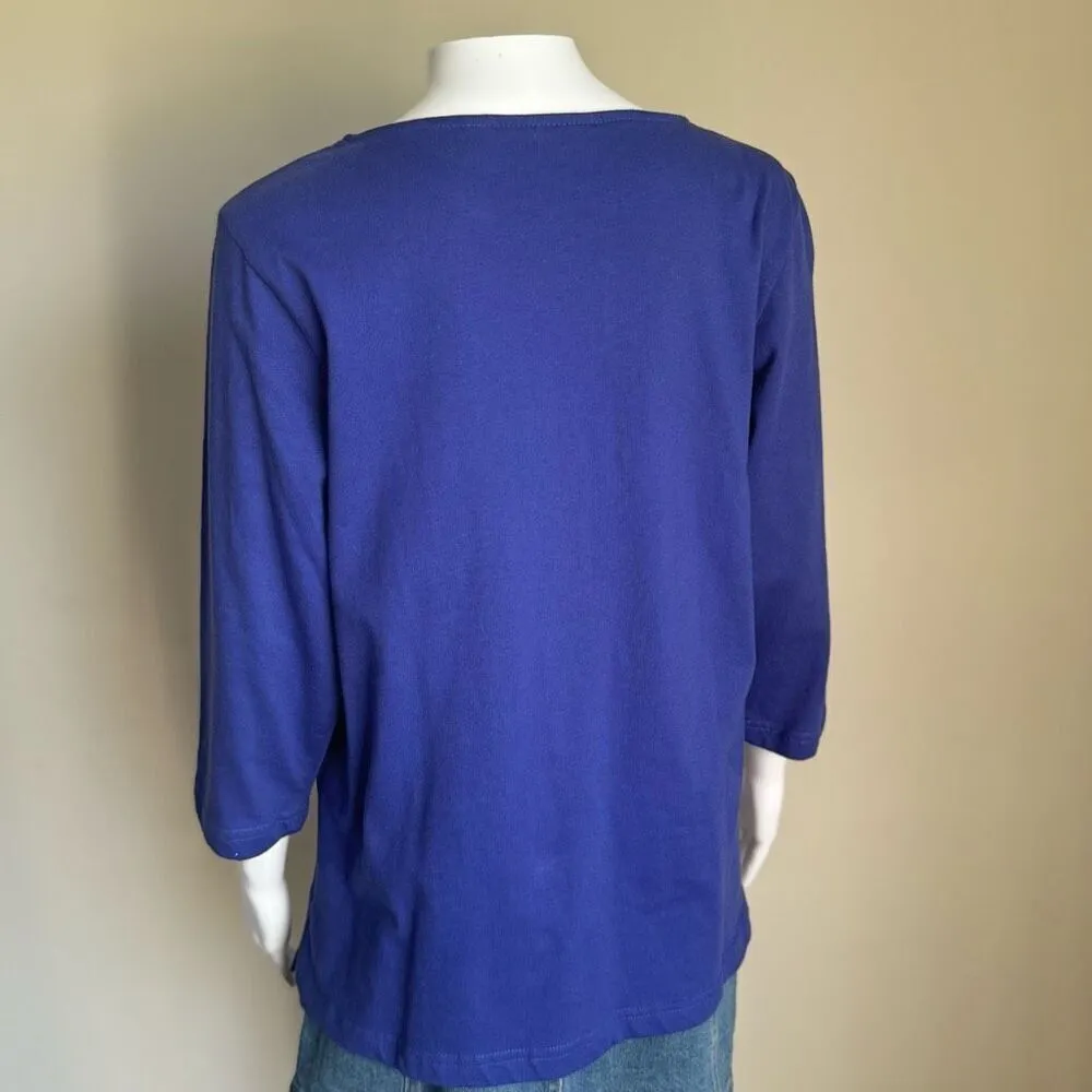 Bob Mackie Embroidered Feathers And Beads Purple Top - Image 4