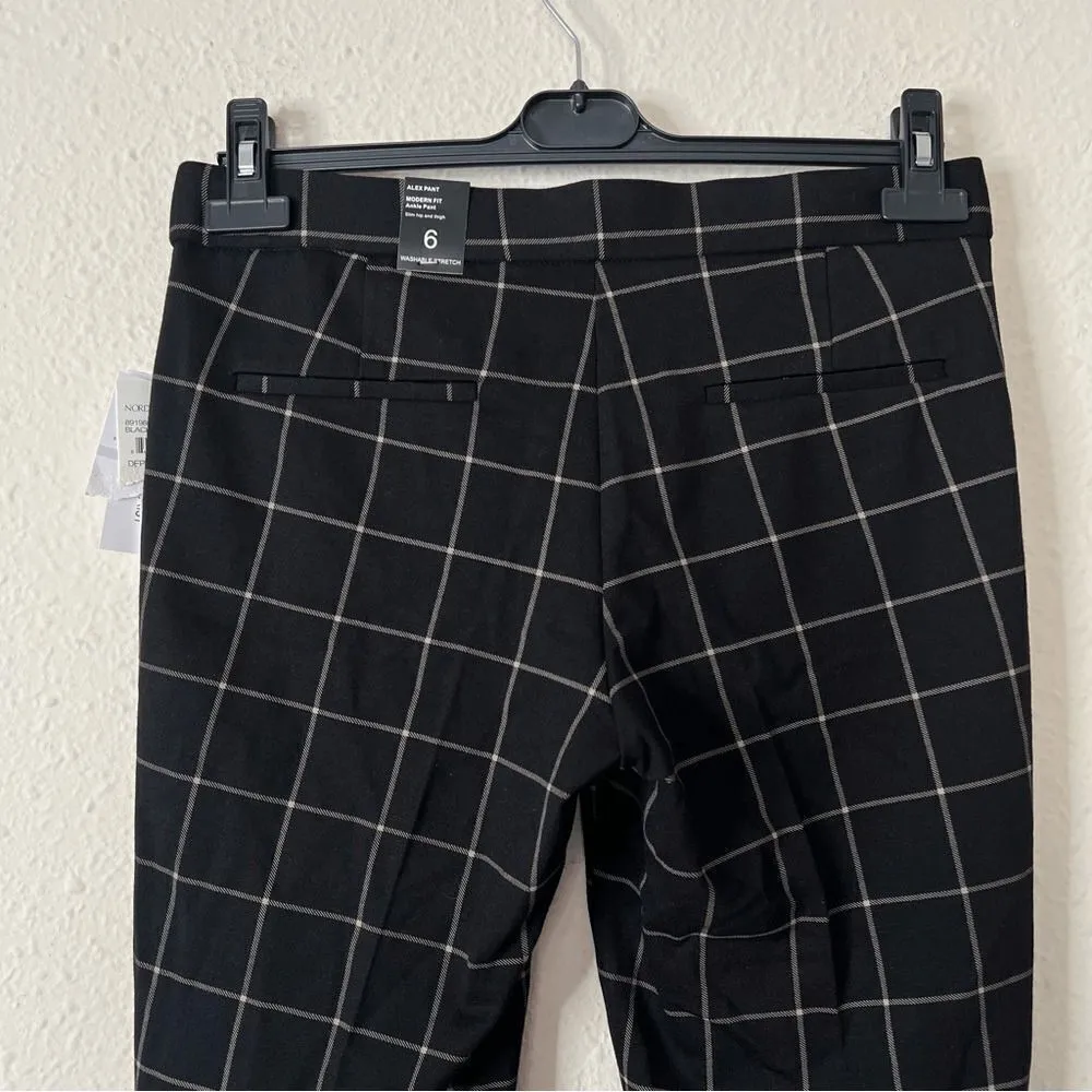 Amanda + Chelsea Alex Modern Fit Ankle Pants NEW Plaid Size 6 Black - Image 5