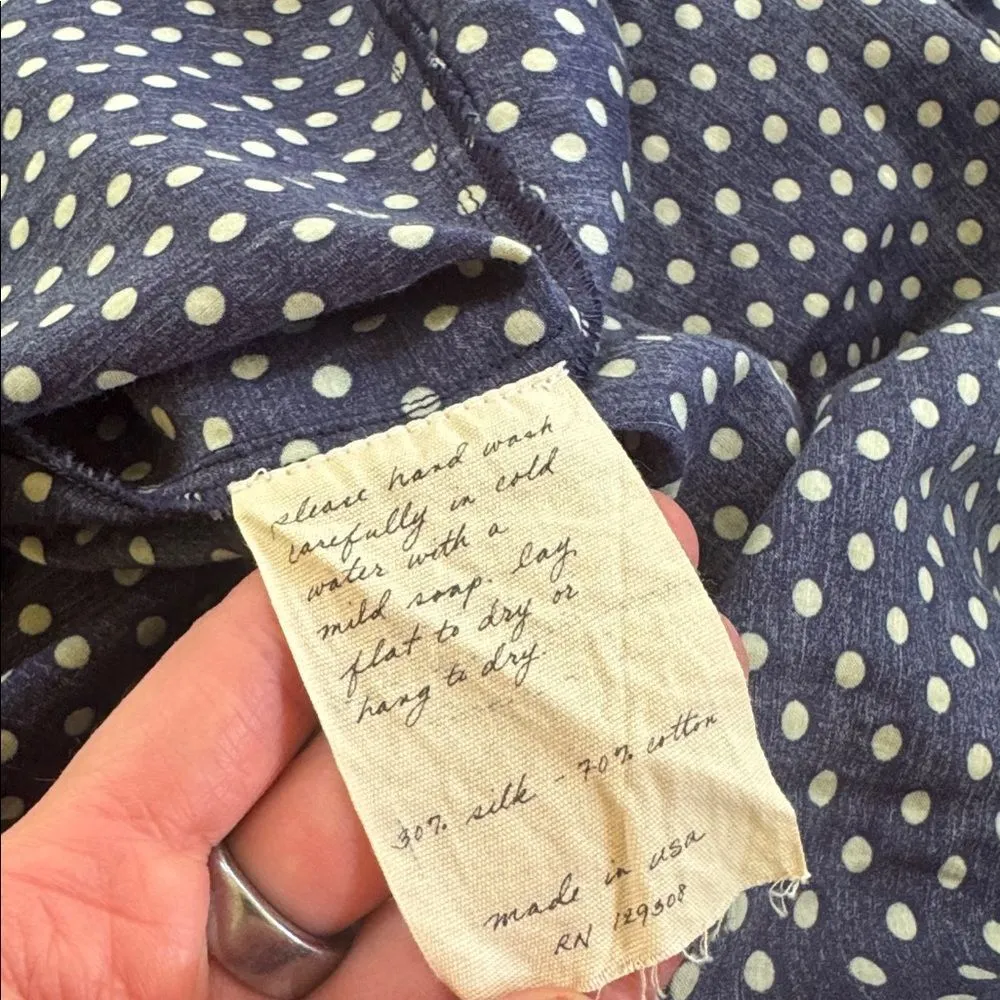 Raquel Allegra Tank Polka Dot Drawstring Dress Navy 1 Blue Size M - Image 5