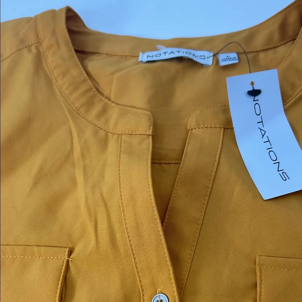 Notations  Mustard Button-Up Blouse - Image 4