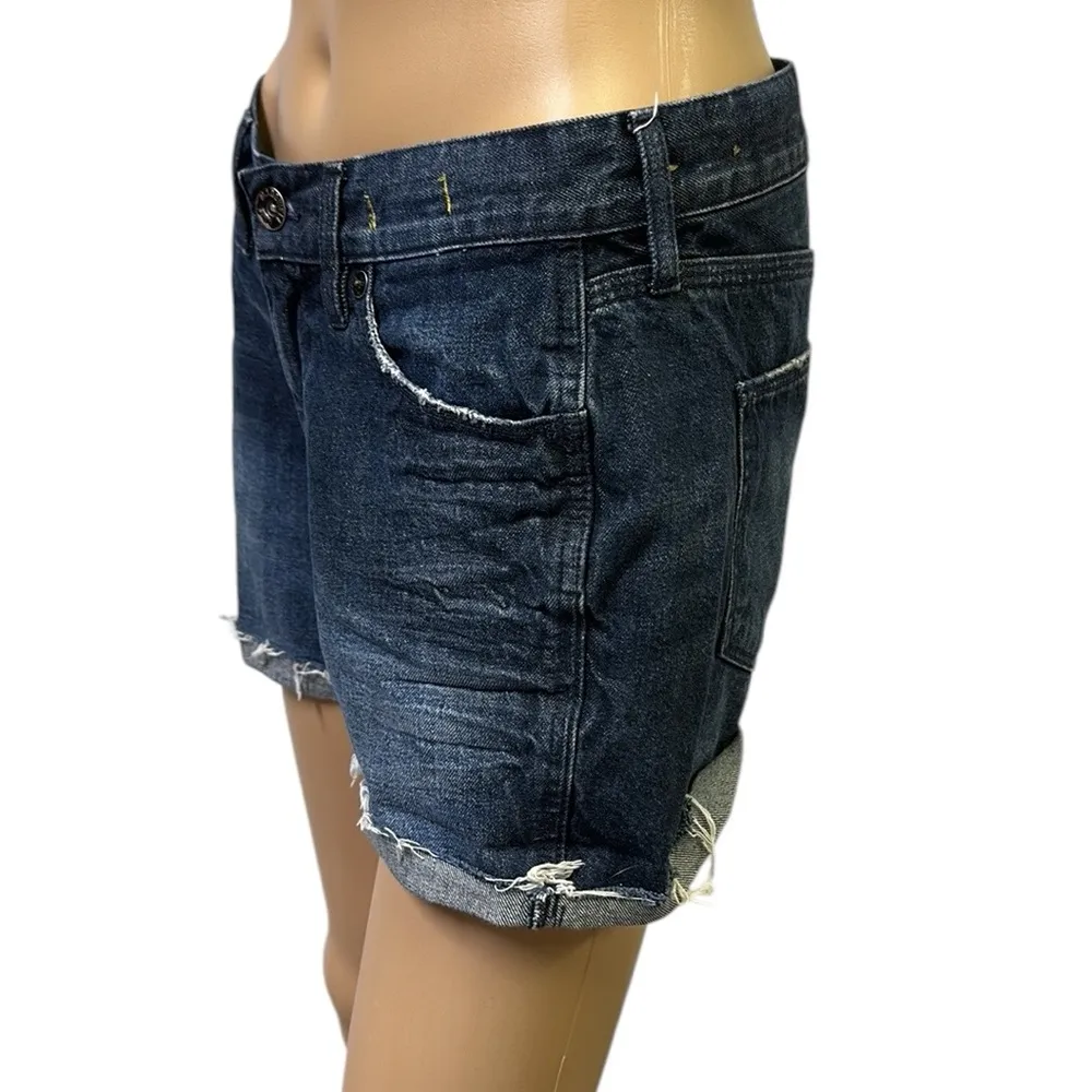 Madewell Denim Distressed Raw Cuffed Hem Mid Rise Blue Jean Shorts Womens 25 - Image 3