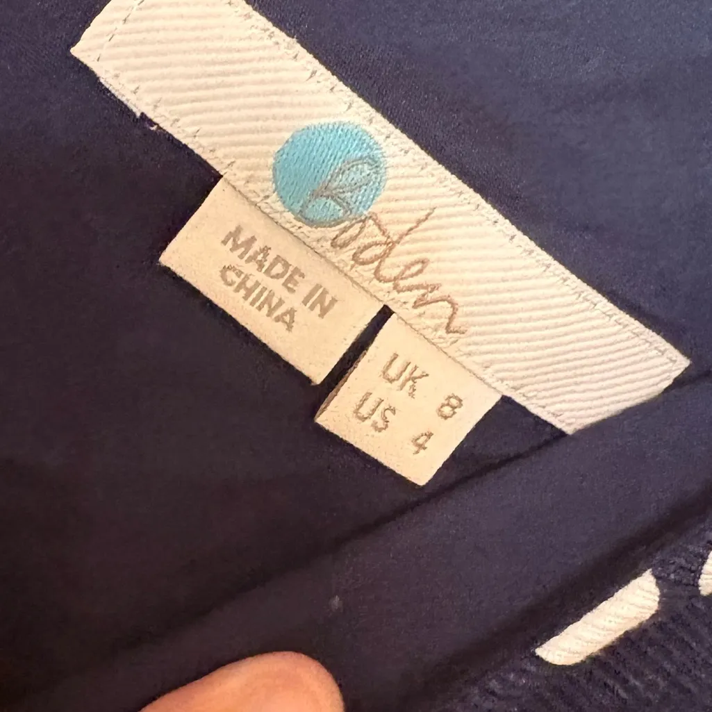 Boden Navy Blue Polka Dot Sleeveless Peplum Sinead Fitted Top‎ Sz 4 - Image 4