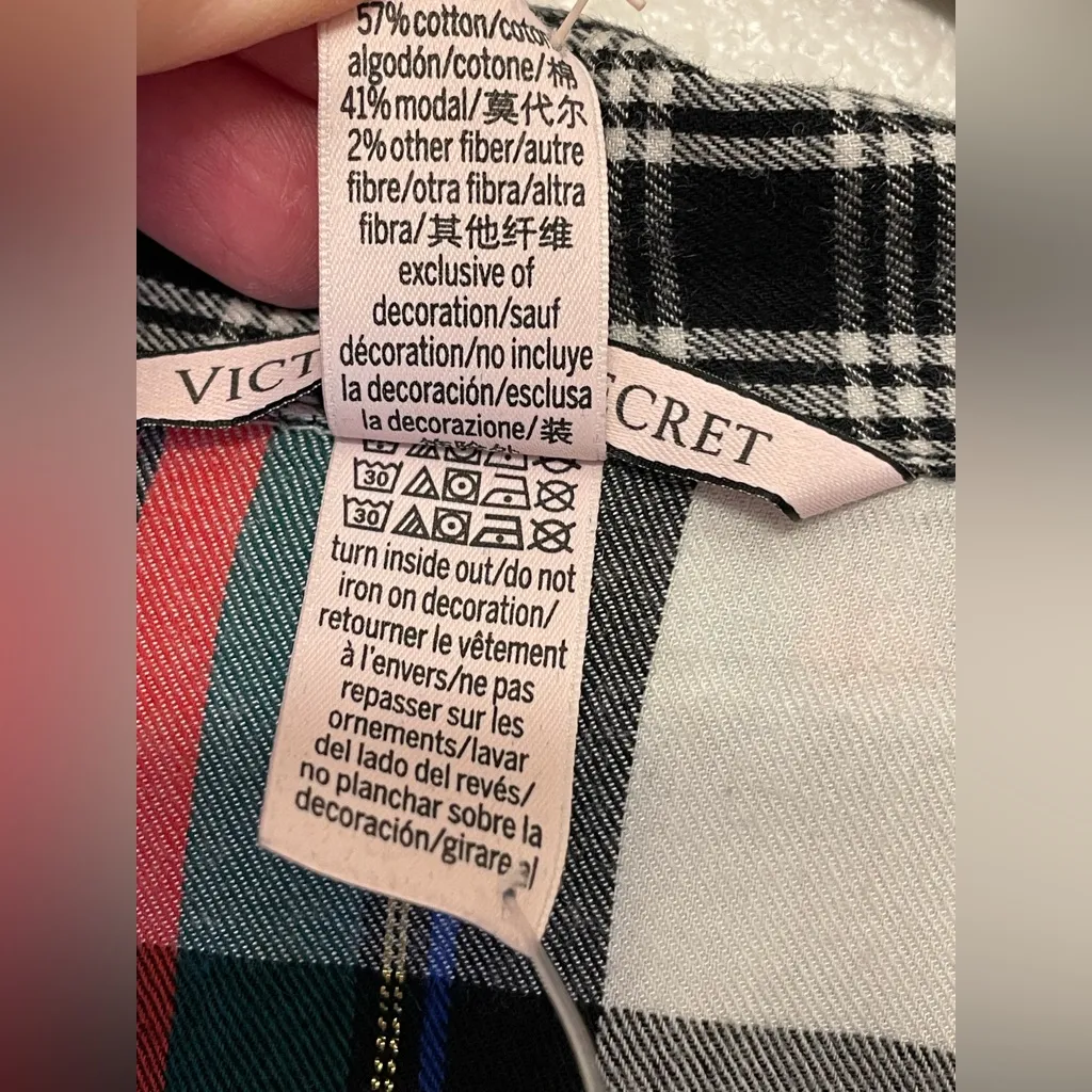 Victoria's Secret Women’s Multicolor Plaid Flannel Rhinestone Romper‎ Size M - Image 12