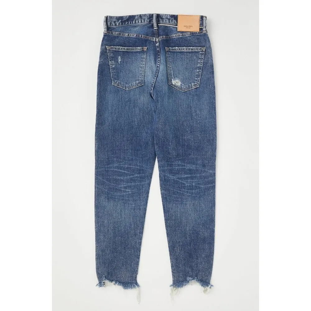 NWT Moussy Vintage Adrian Friend in Blue Destroyed Boyfriend Jeans 30 $370 - Image 11