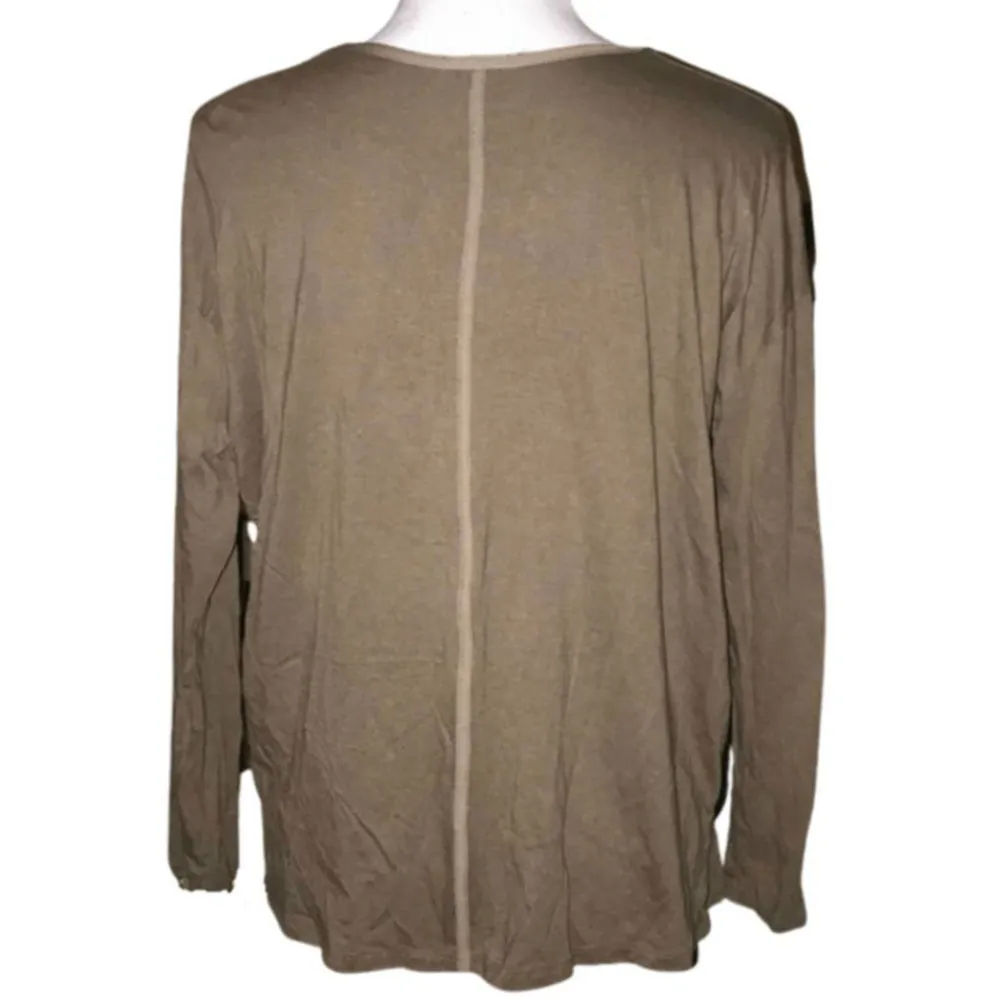 ZARA  BROWN LIGHTWEIGHT LONG SLEEVE PULLOVER TOP SIZE LARGE - Image 2