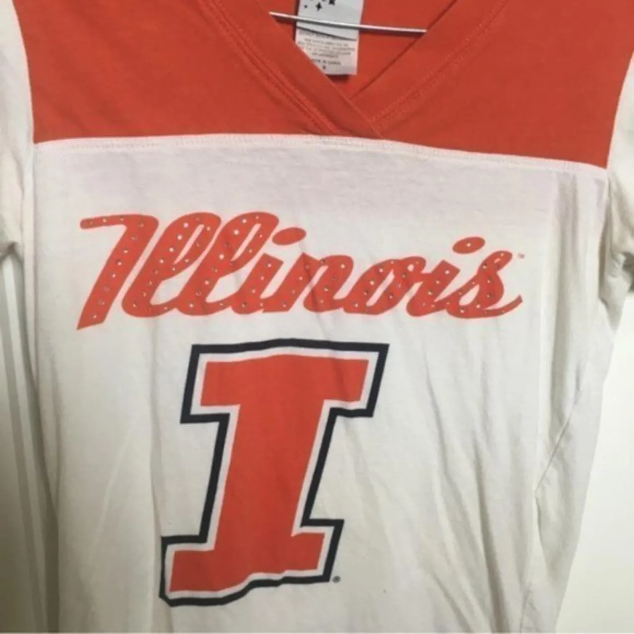 Illinois Fighting Illini Bling Fitted V Neck Tshirt - Image 3