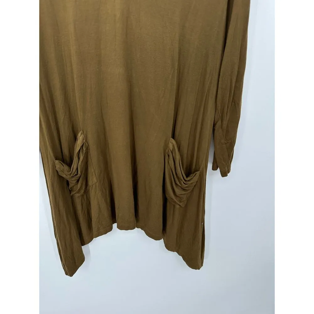 LOGO Lori Goldstein Top Women LARGE Olive Green V-Neck Long Sleeve Tunic - Image 3