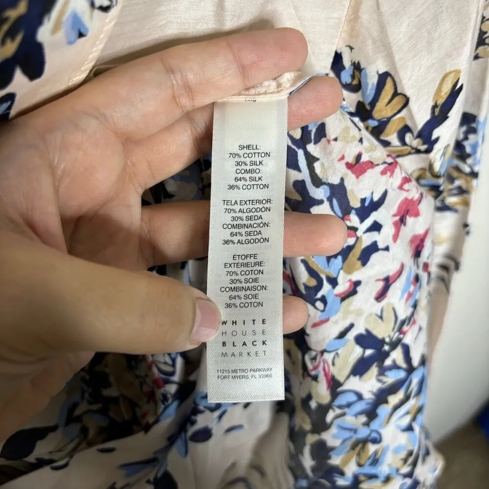 White House Black Market Pink Floral Blouse Sz 10P - Image 6