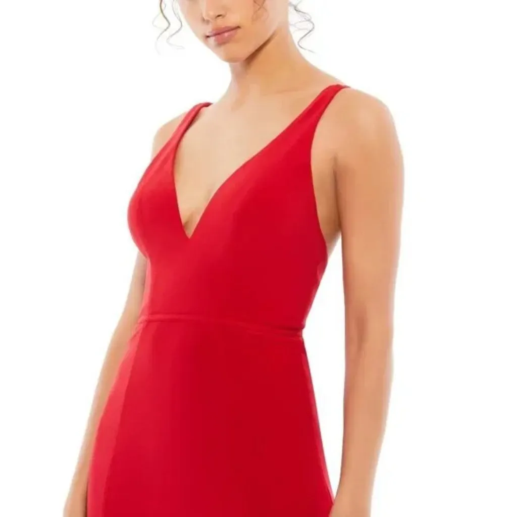 MAC DUGGAL Plunge Neck High Slit Gown in Red Size US 0 - Image 9