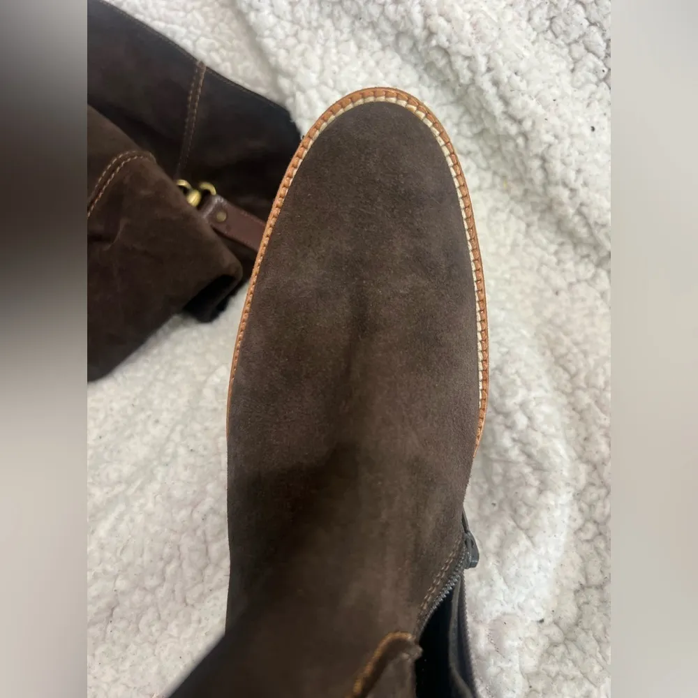 Vintage Brown leather upper boots size 9.5 to 10 fits very good condition - Image 13