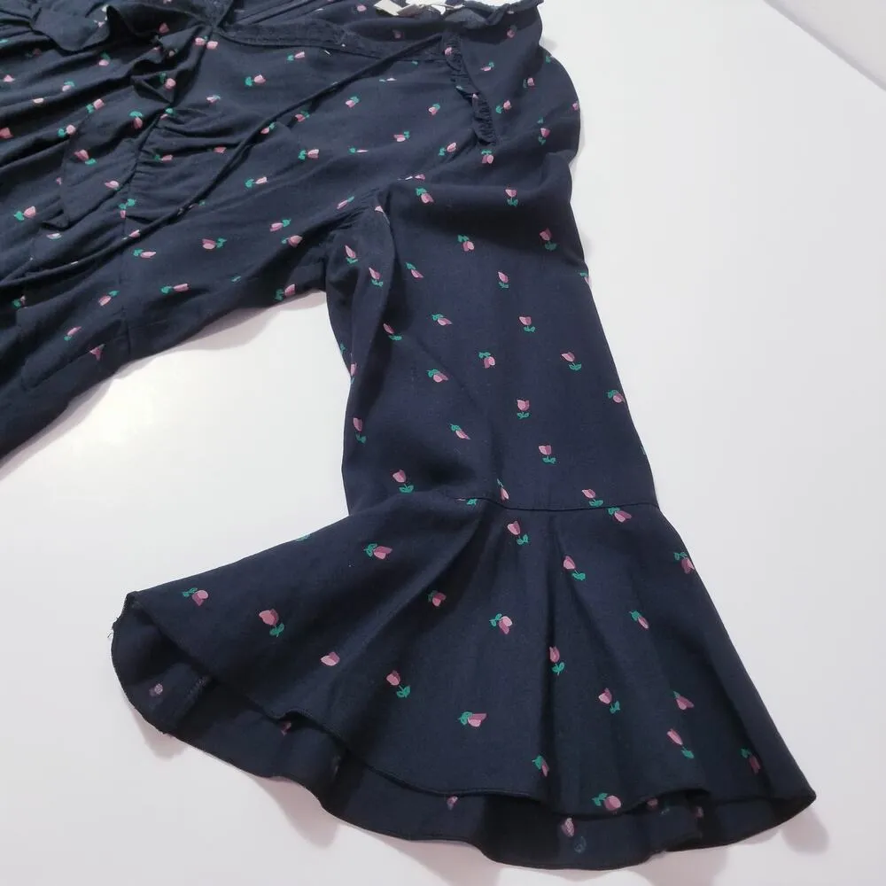 LOFT Floral Print Bell Sleeves Ruffle Midi Dress - Image 6