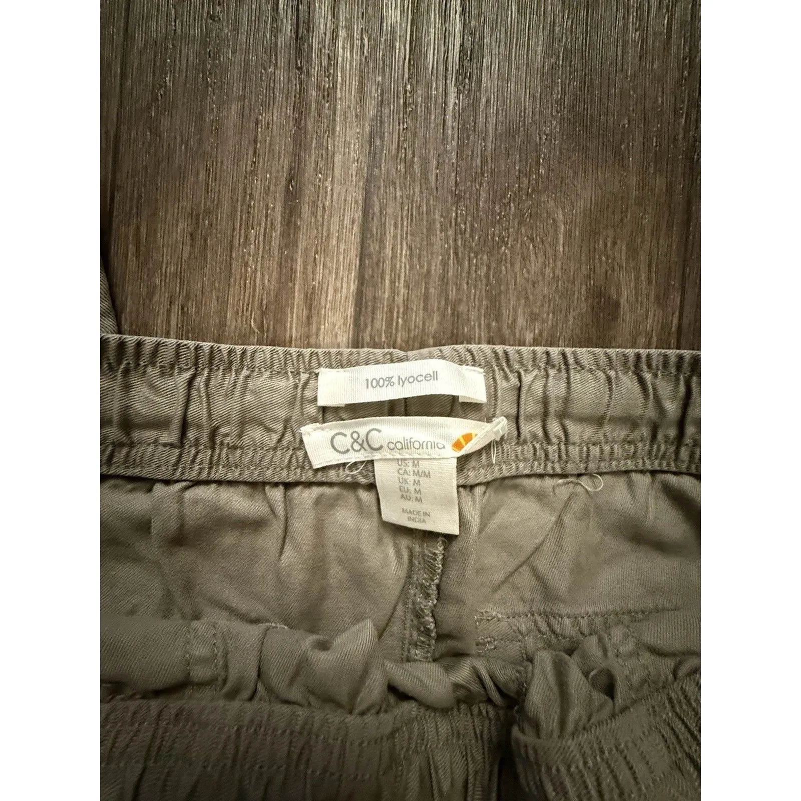 C C California‎ Green Lyocell Elastic Waist Pocket Cargo Pants Joggers Medium - Image 2