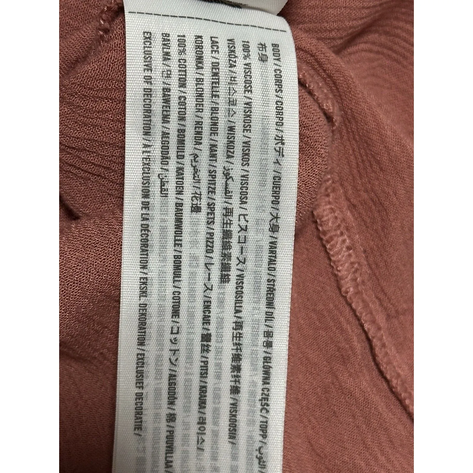 Hollister Peasant Blouse Long Sleeve Mauve Semi Crop Keyhole Neck Size M Pink Size M - Image 7