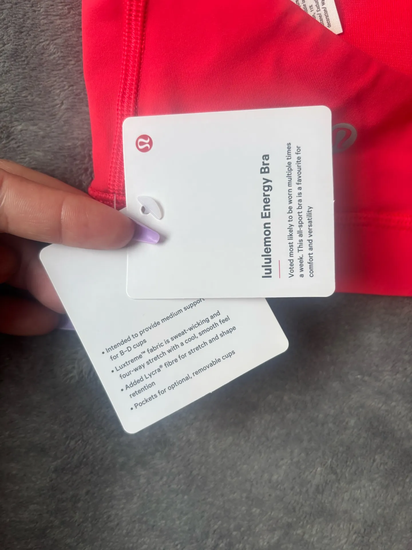 Lululemon Energy Bra *Medium Support, B–D Cups Red Glow Size 10 - Image 8